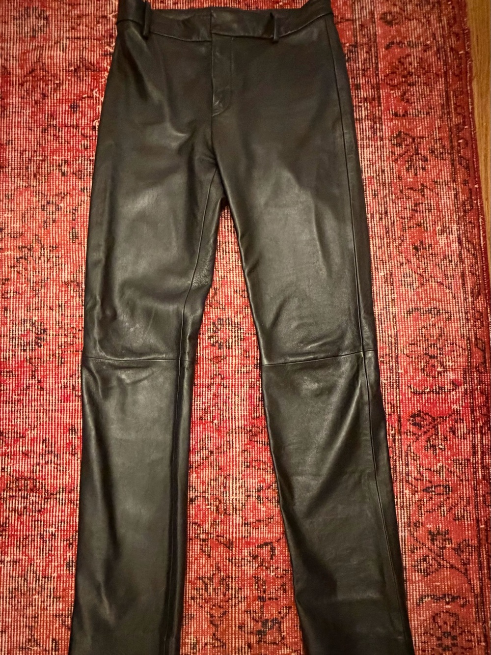 Nili Lotan Black Leather Slim Straight Jeans